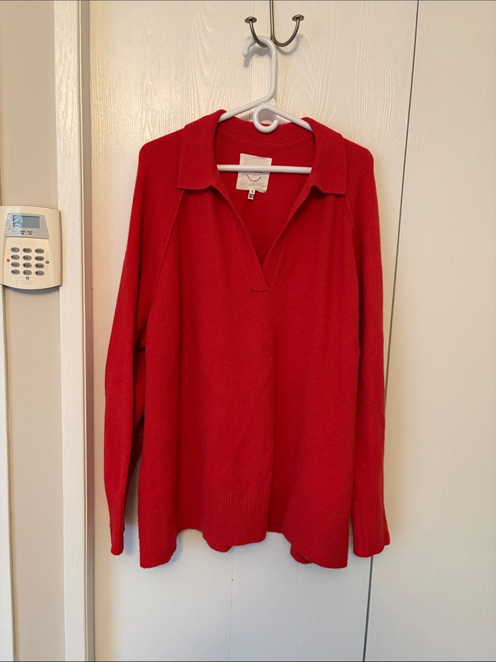 Classic Red Collared Women's Knit Top
